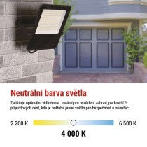 LED reflektor VISIO, 100 W, černý, neutrální bílá