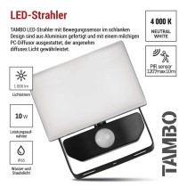 LED-Flutlicht TAMBO mit Bewegungssensor, 10 W, 1000 lm, schwarz