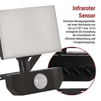 LED-Flutlicht TAMBO mit Bewegungssensor, 10 W, 1000 lm, schwarz