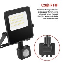 Naświetlacz LED VISIO z czujnikiem PIR 20W, neutralna biel