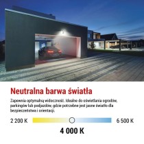 Naświetlacz LED TAMBO z czujnikiem PIR, 30 W, 3000 lm, czarny