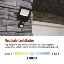 LED-Strahler VISIO mit Bewegungsmelder, 30 W, schwarz, neutral weiß