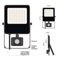 Naświetlacz LED VISIO z czujnikiem PIR 50 W, neutralna biel