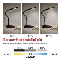 LED stolní lampa STELLA, černá