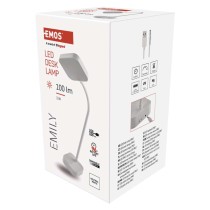 LED stolní lampa EMILY, nabíjecí, bílá