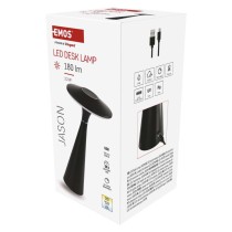 LED stolní lampa JASON, nabíjecí, černá