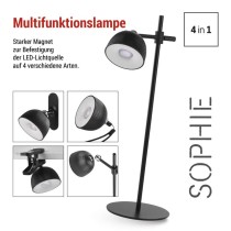 LED Schreibtischlampe SOPHIE, wiederaufladbar, schwarz