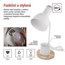Stolní lampa POPPY na žárovku E27, bílá