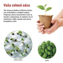 LED GROW pestovateľská lampa na sadenice 15 W, časovač, biela