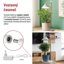LED GROW pěstební lampa 7 W, časovač, bílá