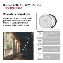 LED svítidlo ZURI 22 cm, 14 W, neutrální bílá, IP54