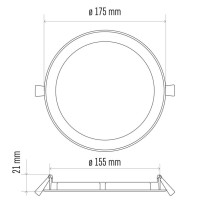 LED panel, vgradni, okrogel, srebrn, 12,5W, nevtralno bela