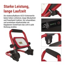 LED-Strahler ACCO, wiederaufladbar, tragbar, 20 W kaltweiss