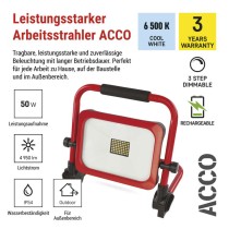 LED-Strahler ACCO, wiederaufladbar, tragbar, 50 W kaltweiss