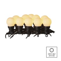 LED světelný řetěz – 10x párty žárovky mléčné, 5 m, venkovní i vnitřní, teplá bílá