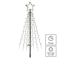 LED karácsonyfa, fém, 180 cm, kültéri és beltéri, meleg fehér, időzítő