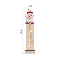 LED dekorace dřevěná – sněhulák, 46 cm, 2x AA, vnitřní, teplá bílá, časovač