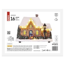 LED vianočný domček, 20,5 cm, 3x AA, vnút., teplá biela