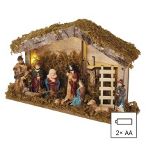 LED karácsonyi betlehem, 17 cm, 2x AA, meleg fehér, időzítő