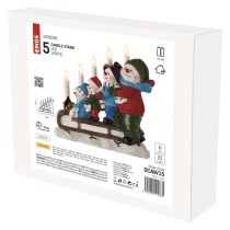 Dekoracje - świecznik 5LED - bałwanki na sankach, 24 cm 2xAA biały ciepła biel, IP20, tim.