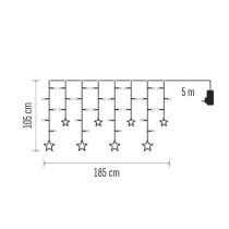 Dekoracje - 115 LED sople gwiazdki 185x105 cm ciepła biel, IP44