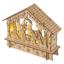 Dekoracje - 6 LED szopka 18,5x15 cm 2x AA, ciepła biel, IP20, timer