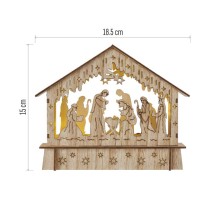 Dekoracje - 6 LED szopka 18,5x15 cm 2x AA, ciepła biel, IP20, timer