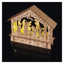 Dekoracje - 6 LED szopka 18,5x15 cm 2x AA, ciepła biel, IP20, timer