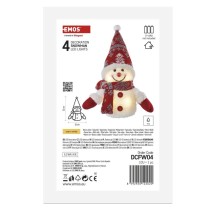 LED świecący bałwanek świąteczny, 25 cm, 3x AAA, ciepła biel, IP20