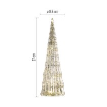 LED vánoční skleněný stromek, 27 cm, 2x CR2032, vnitřní, teplá bílá, časovač