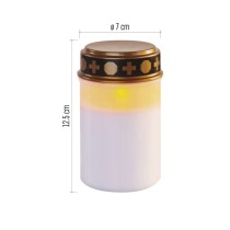 LED hřbitovní svíčka, 12,5 cm, 2x C, venkovní i vnitřní, vintage, časovač