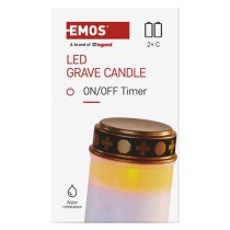 LED hřbitovní svíčka, 12,5 cm, 2x C, venkovní i vnitřní, vintage, časovač