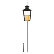 Lampion cmentarny LED, czarny, metalowy, 3x AAA, IP44