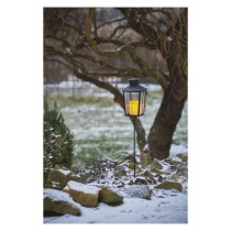Lampion cmentarny LED, czarny, metalowy, 3x AAA, IP44
