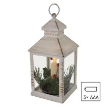 LED dekoracija – božična laterna s svečko, 23 cm, 3x AAA, notranja, vintage