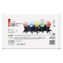 LED světelný řetěz – 10x párty žárovky, 5 m, venkovní i vnitřní, multicolor