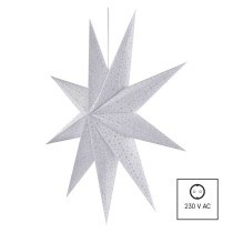 Dekoracje- gwiazda papierowa, srebrna, 60 cm, na żarówkę E14, IP20