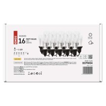LED světelný řetěz – 16x párty žárovky čiré, 7,6 m, venkovní i vnitřní, teplá bílá
