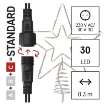 Standard LED sorolható karácsonyi csillag, 28,5 cm, kültéri és beltéri, meleg fehér