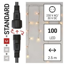 Standard LED spojovacia reťaz pulzujúca – cencúle, 2,5 m, vonkajšia, červená/vintage
