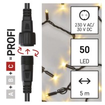 Oświetlenie łączone Profi - łańcuch 50 LED 5m ciepła biel, czarny przewód, IP44