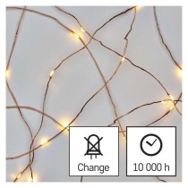 LED Weihnachtliche Nano-Kette kupferfarben, 4 m, Außen und Innen, warm-weiß, Timer