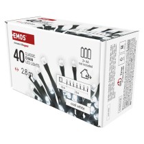 LED vánoční řetěz, 2,8 m, 3x AA, venkovní i vnitřní, studená bílá, časovač