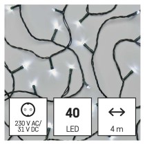 LED vánoční řetěz, 4 m, venkovní i vnitřní, studená bílá, programy, časovač