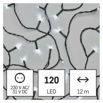 Lampki choinkowe Classic 120 LED 12m zimna biel, zielony przewód, IP44, 8 programów, timer