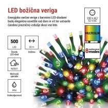 LED božična veriga, 50 m, zunanja in notranja, večbarvna, programi, časovnik