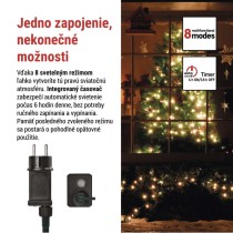 LED vianočná cherry reťaz – guličky, 20 m, vonk. aj vnútor.,teplá biela, programy, časovač