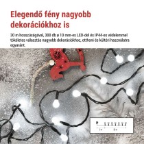 LED karácsonyi fényfüzér,cseresznye–golyók,30 m,kültéri és beltéri,hideg fehér,progr,időz.