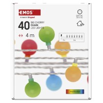 Dekoracje - 40 LED big cherry 4m IP44 multikolor, biały przewód, IP44, timer