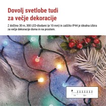 LED božična cherry veriga–kroglice, 30 m, zunanja in notranja, večbarvna,programi,časovnik